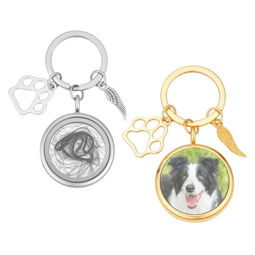 nbeads - 2 llaveros de fotos para mascotas, 2,36 cm, llavero, medallón de fotos...