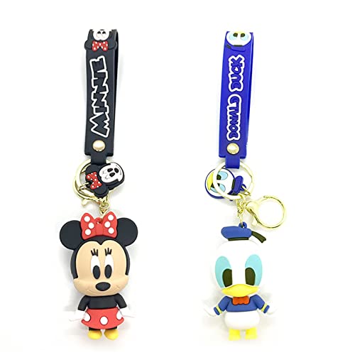 ND 2 Piezas Mickey Mouse Keychain,Llavero de Dibujos Mickey,Donald Duck Minnie...