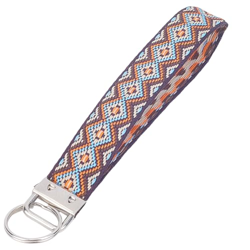 GORGECRAFT 3 Llavero de Pulsera con Bordado Floral de Tela Marrón Hecho A Mano...