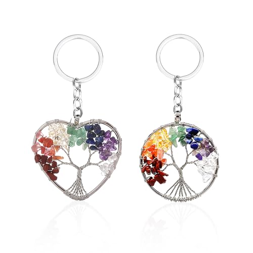 NyxSeat 2 llaveros de árbol de la vida, llavero de acero inoxidable de cristal,...