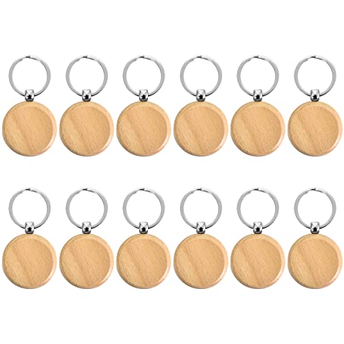 Dokeno 12 Piezas Llavero de Madera Redondo en Blanco - Etiqueta Personalizada...