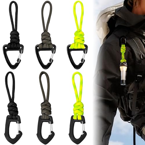 6 Piezas Paracord Llavero con Mosquetón, Llavero Trenzado Cordón, D Anillo de...