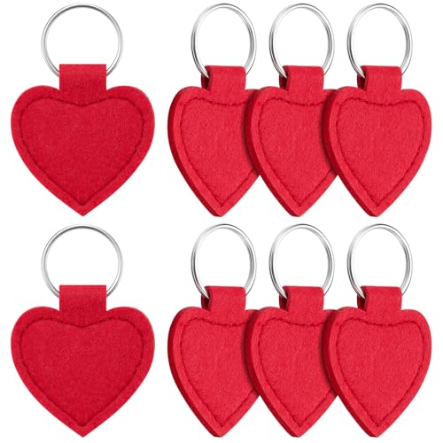 Jadive 8 Piezas Llavero Corazón Fieltro 4,1x4,5cm Llaveros en Blanco de Fieltro...