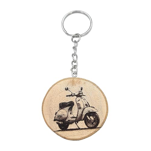 Promotech Vespa Scooter - Llavero de madera con grabado láser, madera, W5L5