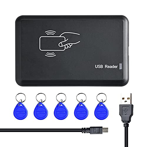 XTVTX RFID Lector de Tarjetas sin Contacto, USB Interfaz con 5pcs Llaveros RFID...