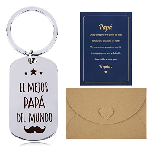 GEBETTER Regalo Día Padre 1*Llavero Original + 1*Tarjeta Felicitación Papá Te...