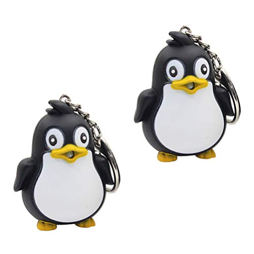 PRETYZOOM 2 llaveros de pingüino Negro con Luces LED, Tono Luminoso, Llavero de...