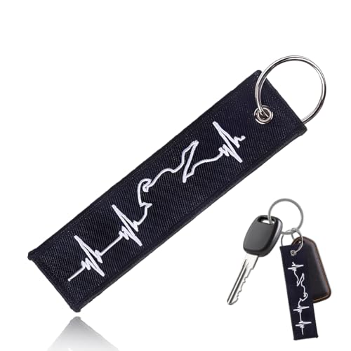 JRYXDS Llavero Moto, Bordados Y Resistentes A Los Arañazos, Electrocardiograma...