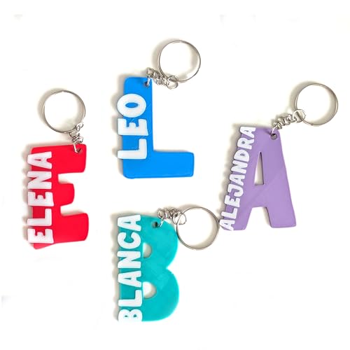 Genérico Pack 6 Llaveros Personalizados con Inicial y Nombre – Llaveros...