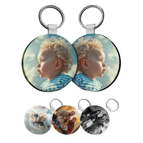 TheDogTagCo Llavero personalizado con foto circular para cualquier imagen,...