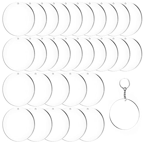 lyfLux - Llavero en blanco acrílico transparente de 7,6 cm para manualidades...