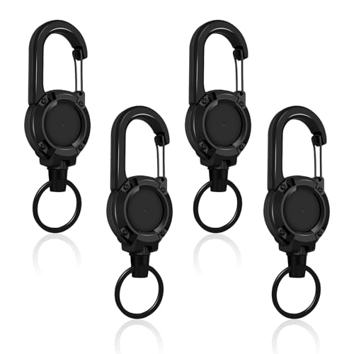 Smloplom Llavero extensible, 4 unidades con cuerda de acero para muelles de 0,9...