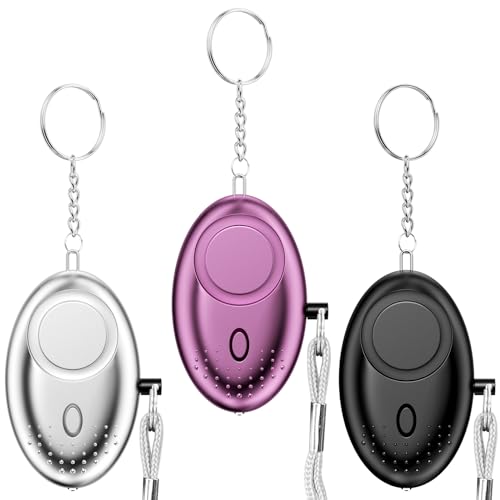 Gvolatee 3 Piezas Alarma Personal 130DB Con Luz LED - Llavero de Defensa Para...
