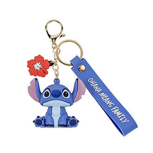 Disney Lilo and Stitch - Llavero 3D azul y dorado, Azul, dorado y rojo, Talla...