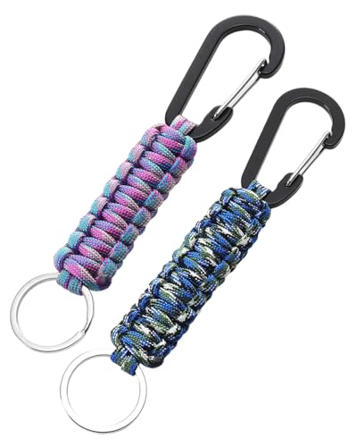 JUKOTA 2 PCS Llavero de Paracord con Mosquetón,Llavero en Forma de D con Cuerda...
