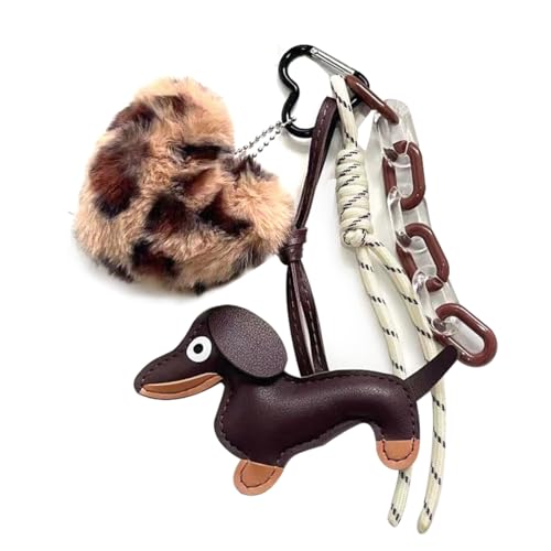 NHQZ Llaveros de Perro Salchicha,Cuero pu llavero teckel,colgante de bolso...