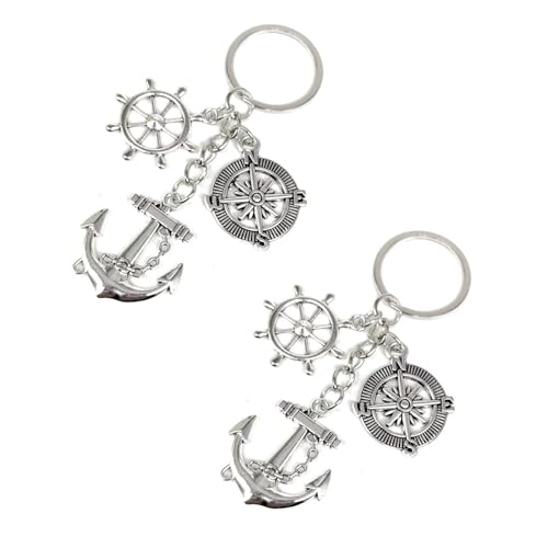 Hugwish 2pcs Llavero Ancla, Timón, Volantes, Brújula, Vela, Velero, Barco,...