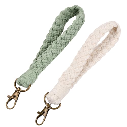 Rapidbok Boho Macramé Llavero, 2 Piezas Llavero de Cordón de Muñeca, 18 cm...