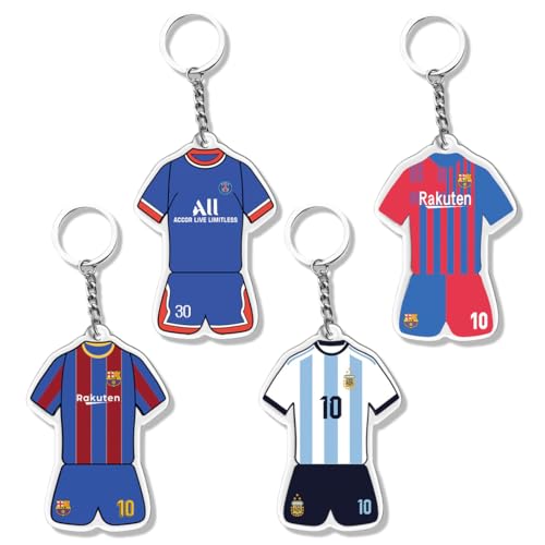 JYNVO Llaveros de camisetas (paquete de 4), llaveros de la serie de fútbol...