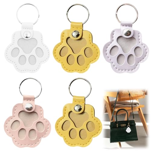 OIXYAZ 5 Piezas Llavero pelo mascota,Llavero Gato Perro,de Medallón de Pelo de...