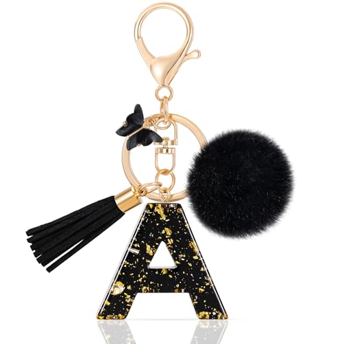 MWOOT Letter Keychains Llavero con Inicial,Resina Keyrings con Peluches Mariposa...