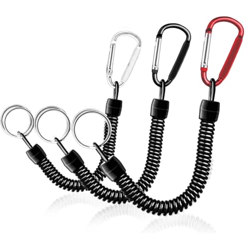 JEYORZY Set de 3 Llaveros Espirales Elásticos con Mosquetón, Cordón de Pesca...