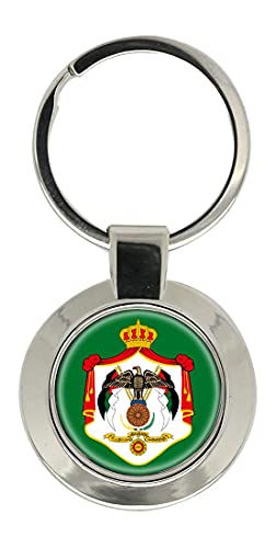 Llavero con escudo de Jordan, Metal de color plateado, 35mm x 70mm