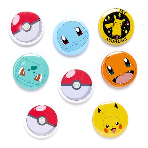 Amscan 9917114 - Insignias de fiesta de cumpleaños para niños Pokémon con...