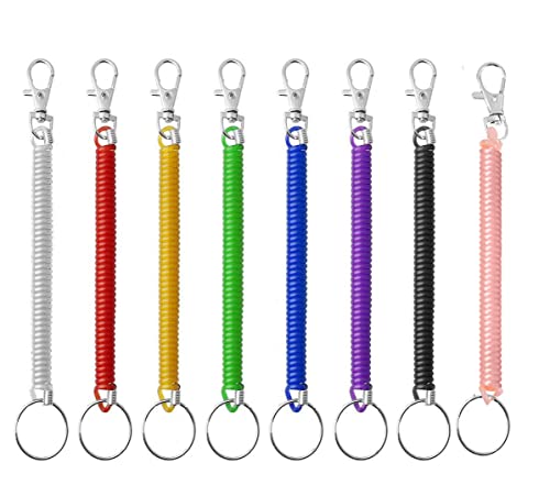 Cuerda de Pesca Llavero,8 Pack Llavero Espiral Elástico Multicolores Llaveros...