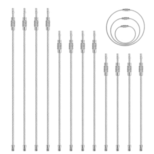 Lnngub 12 llaveros de cuerda de alambre, 1,5 mm de acero inoxidable, llavero...