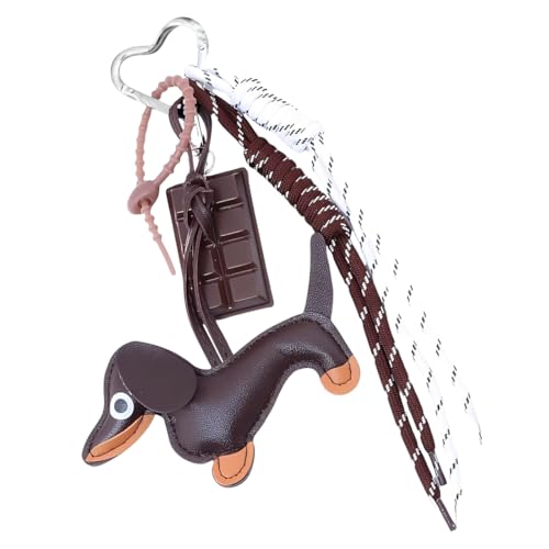 OUDQFCJ Llavero de cuero con diseño de perro salchicha, colgante, llaveros...