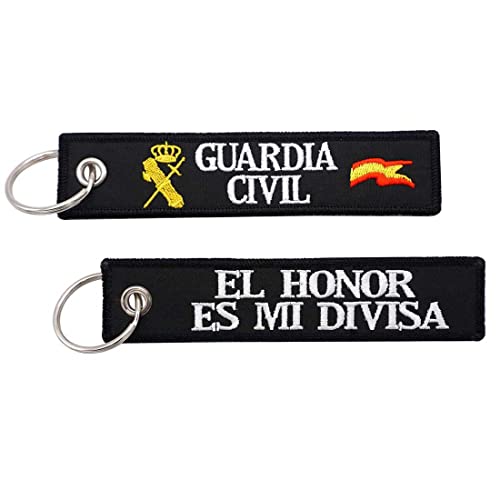 GUARDIA CIVIL Llavero con parches bordados de doble cara militar de la bandera...