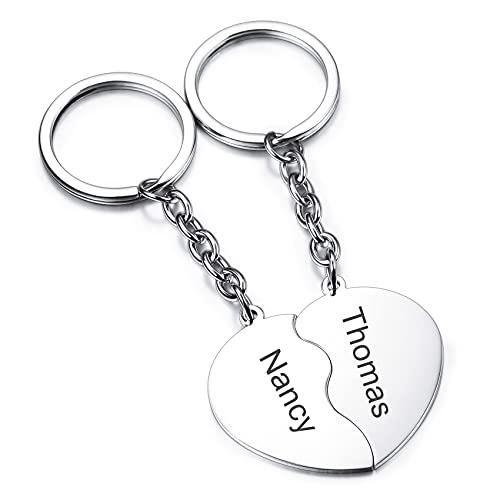 MunkiMix Llaveros de Pareja Personalizados de Acero Inoxidable con Nombres...