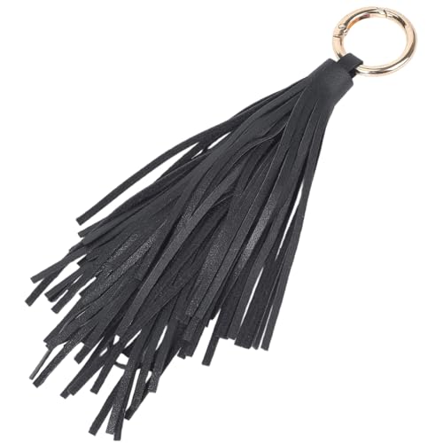 CALFOVERA Llavero Circular de Cuero con Borlas para Coche, Llavero de Piel...