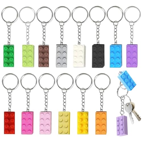 14 Piezas Llaveros Ladrillos,Llaveros de Construcción de 14 Colorespara...