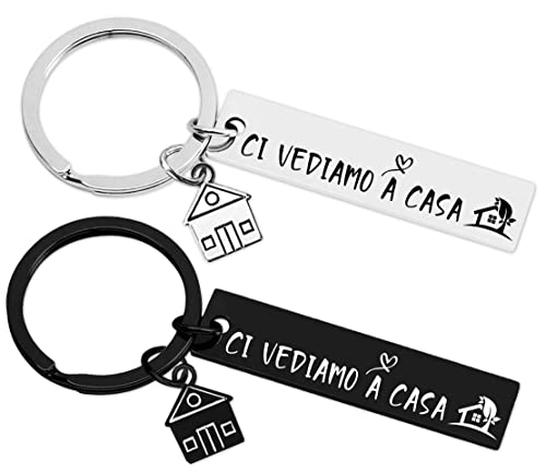 QZOSZ 2 paquetes para llavero de casa, llavero de acero para casa nueva pareja...