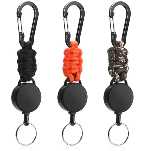 EOPUOZS Llavero Retráctil 3 Piezas, Cable de Acero Inoxidable 60cm con...