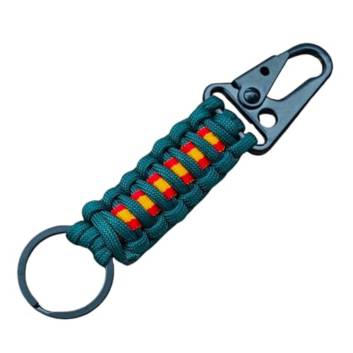 Llavero de españa hecho con paracord 550 type lll, modelo BASIC (VERDE GUARDIA...