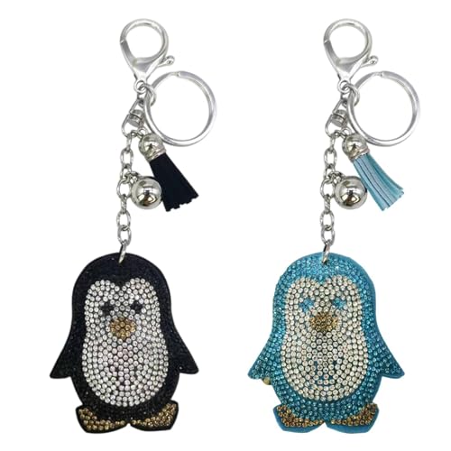 Llaveros De Pingüino De 2 Piezas, Llaveros Creativos, Llaveros De Pedrería,...