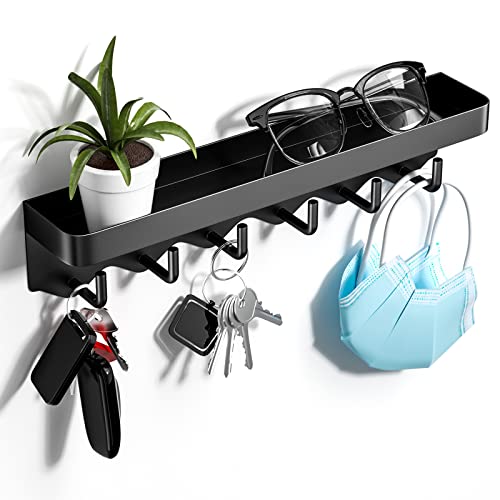 Gvolatee cuelga llaves, colgador llaves con estante y 6 ganchos, portátil...