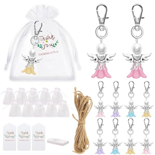 JEYORZY 30Piezas Llaveros Angel de la Guarda con Bolsa de Organza y Etiquetas de...