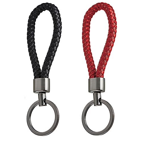 2PCS Llavero de Cuero Trenzado Cuero Llavero de Coche Sintético Cuerda Llavero...