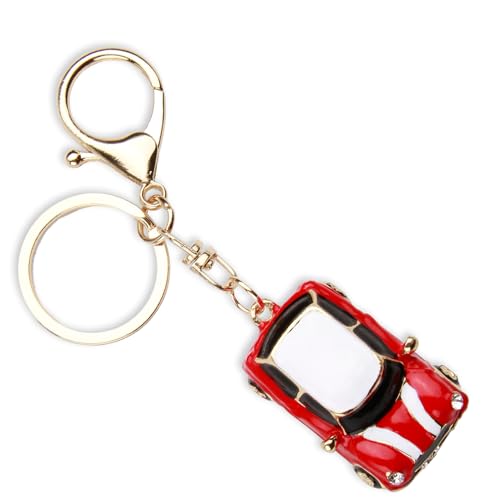 Llavero de Mini Coche de en Aleación de Zinc y Cristal, Accesorio Brillante con...
