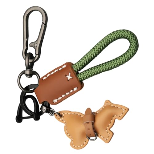 Krujecnt Llavero De Cuero Para Perro - Bulldog Francés Con Cuerda Trenzada Y...