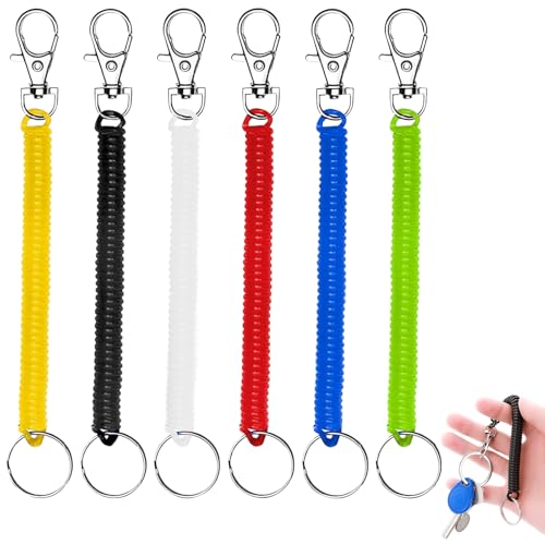 WOLMIK Llavero elástico en espiral – 6 llaveros de plástico colorido,...