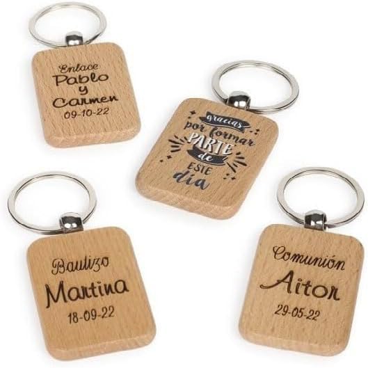 Genérico Llaveros de Madera Personalizados rectangulares - Llaveros Originales...