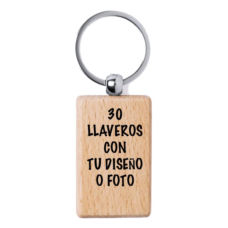 Llaveros personalizados - 30, madera, regalo, empresa, Detalles de boda,...