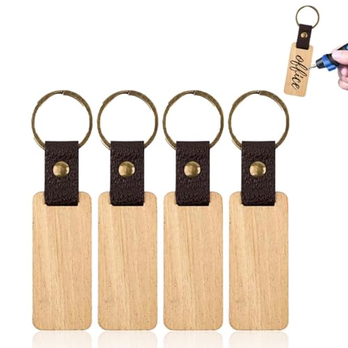 LAJUP Llavero De Madera,4 Piezas Llavero De Madera Llaveros Madera,Llaveros Para...