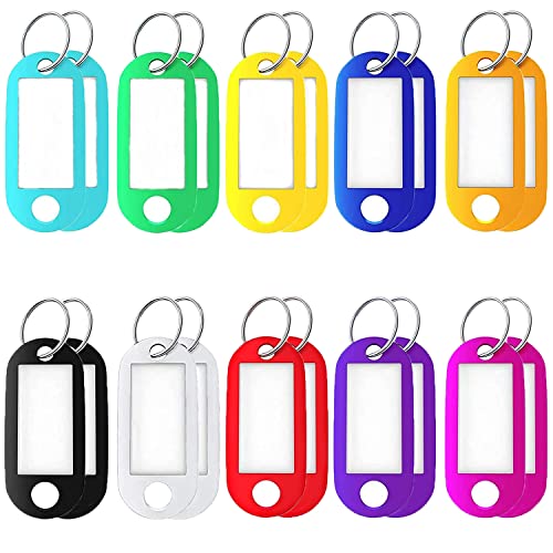 Ailiver 20 llaveros con etiquetas grabables, llaveros de plástico con...