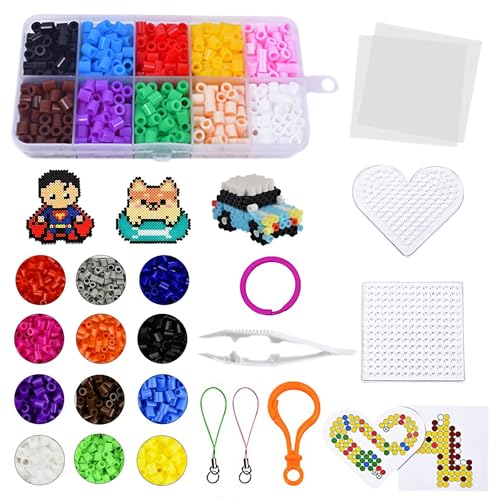 XIWJLWO Juego de 1000 cuentas para planchar, 10 colores, 5 mm, kit completo de...